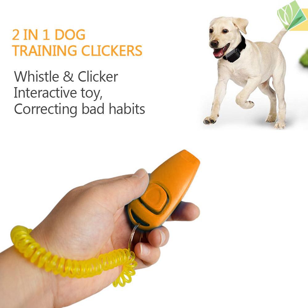 Molain 2 Pack Dog Training Whistle Clickers 2 in 1 Pet Training Whistle Clickers with Wrist Strap Training Tools for Dog Cats Puppy Birds Horses Small Animals 