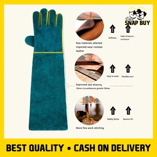 Anti-bite Scratch Gloves Animal Handling Protection Gloves Proof Thickened Cowhide for Snake Dog Cat