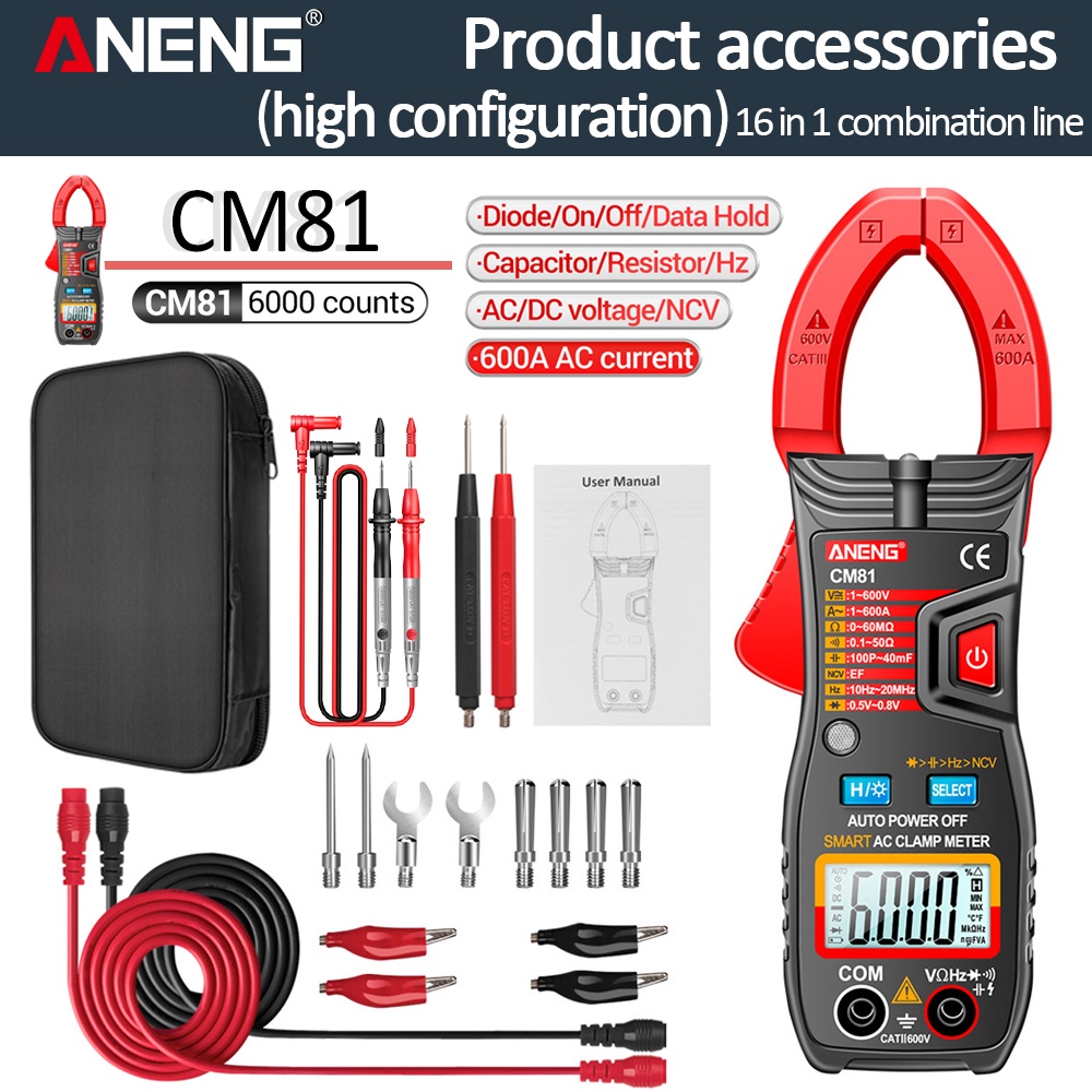 ANENG CM80/CM81 Digital clamp meter Ammeter Voltage Car Amp Hz ...