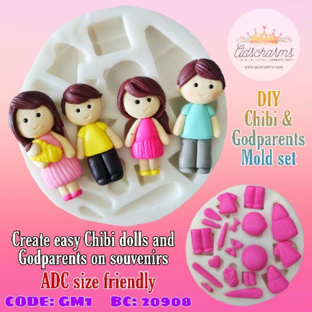 【Ready Stock】๑⊕FADCM Godparents mold set | Chibi dolls mold | Clothes mold | Baptismal Souvenir mold