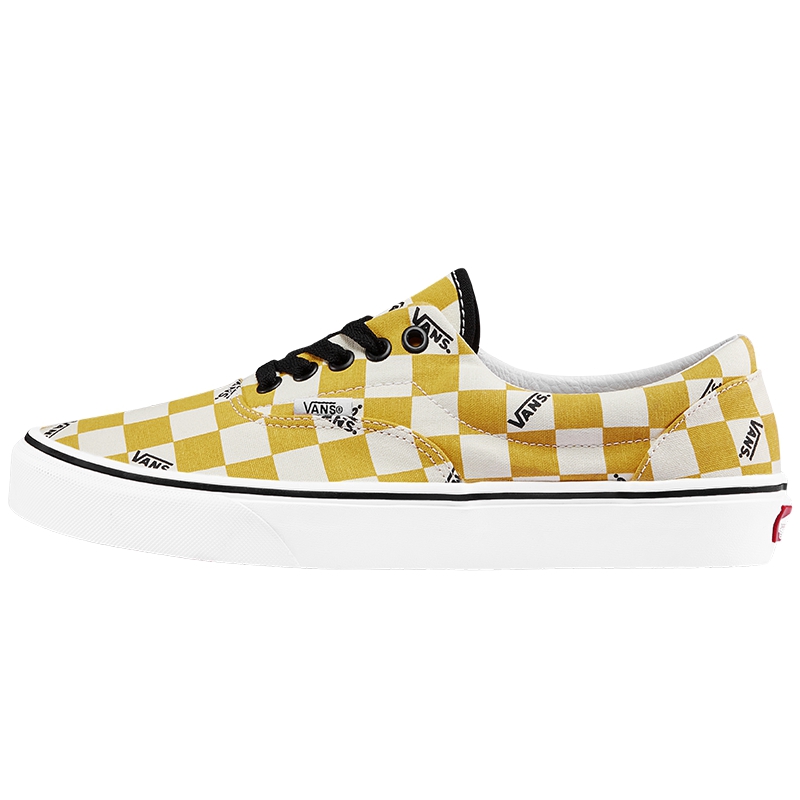 yellow and white checkered vans