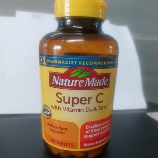 Super C Immune Complex Nature Made, w/ Vitamin C, A, D, E, Zinc, 200tablets expiry  May 2023