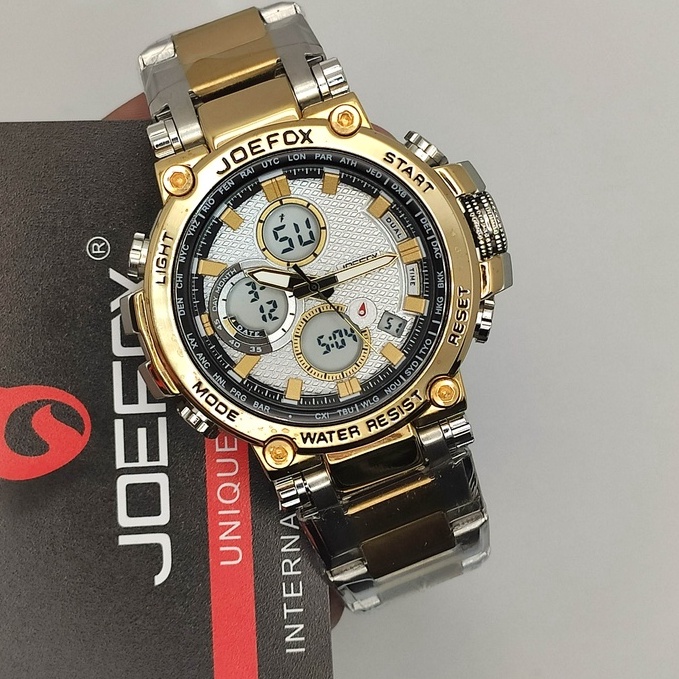 Original JoeFox Men's Action Watch DualTime Full Metal NonTarnish