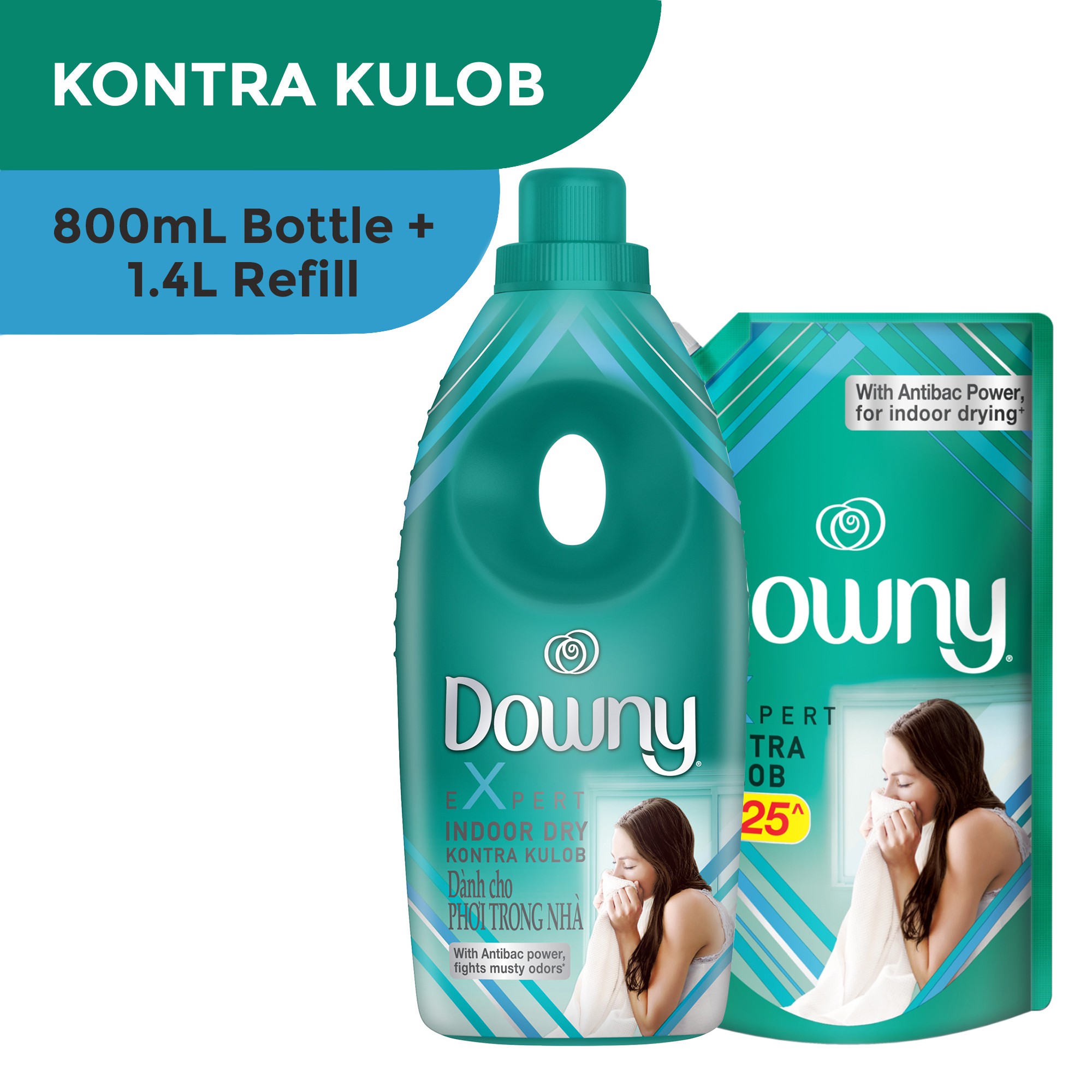Downy Kontra Kulob Laundry Fabric Conditioner Bottle (800mL) + Refill