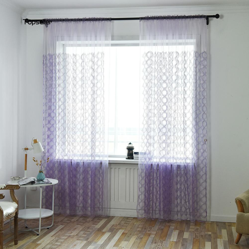 Top Fashion Sheer Window Curtain Round Circles Panel Drape Room