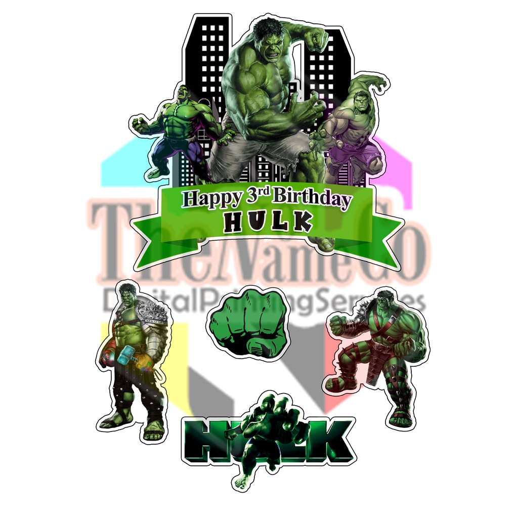 The Hulk Birthday Theme Cake Topper Glossy Photo Paper Printed Shopee