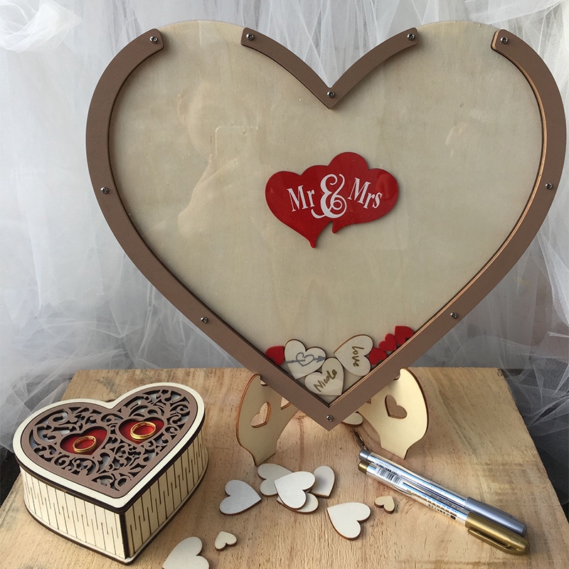 Personalized Couple Antique Set Top Box Sign Heart Wedding Wooden