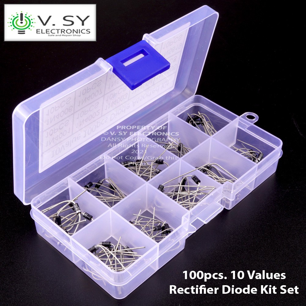 100pcs 10Values Rectifier Diode Assortment Electronic Kit 1N4001~1N4007 With Box 