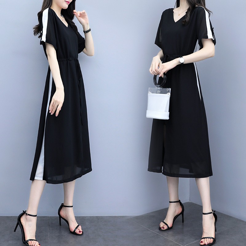 v neck chiffon dress