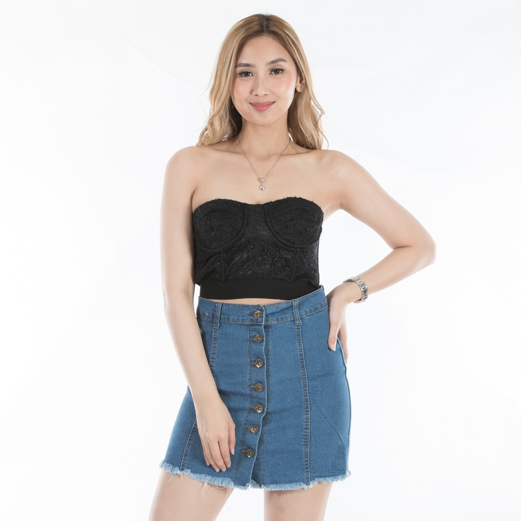 frayed denim mini skirt