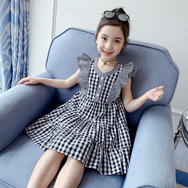 ↻ Korean styleGirls' summer clothes check dress 20 summer new girls ...