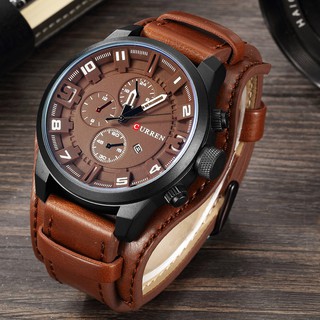 CURREN Men's Watch Quartz Fashion Leather Watches Jewelry Bracelet Relo W0136