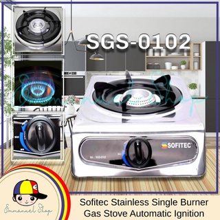 Single Burner Gas Stove Automatic Ignition Silver Griller Sofitec SGS-0102 Stainless Steel Cooker