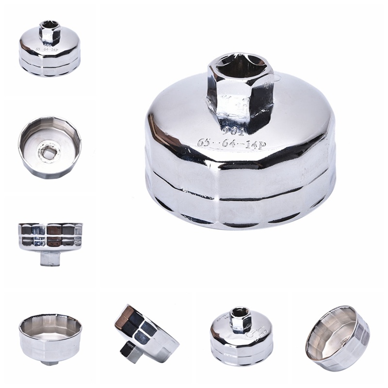 14 Flutes Oil Filter Cartridge Cap Wrench Tool Socket Remover for Auto