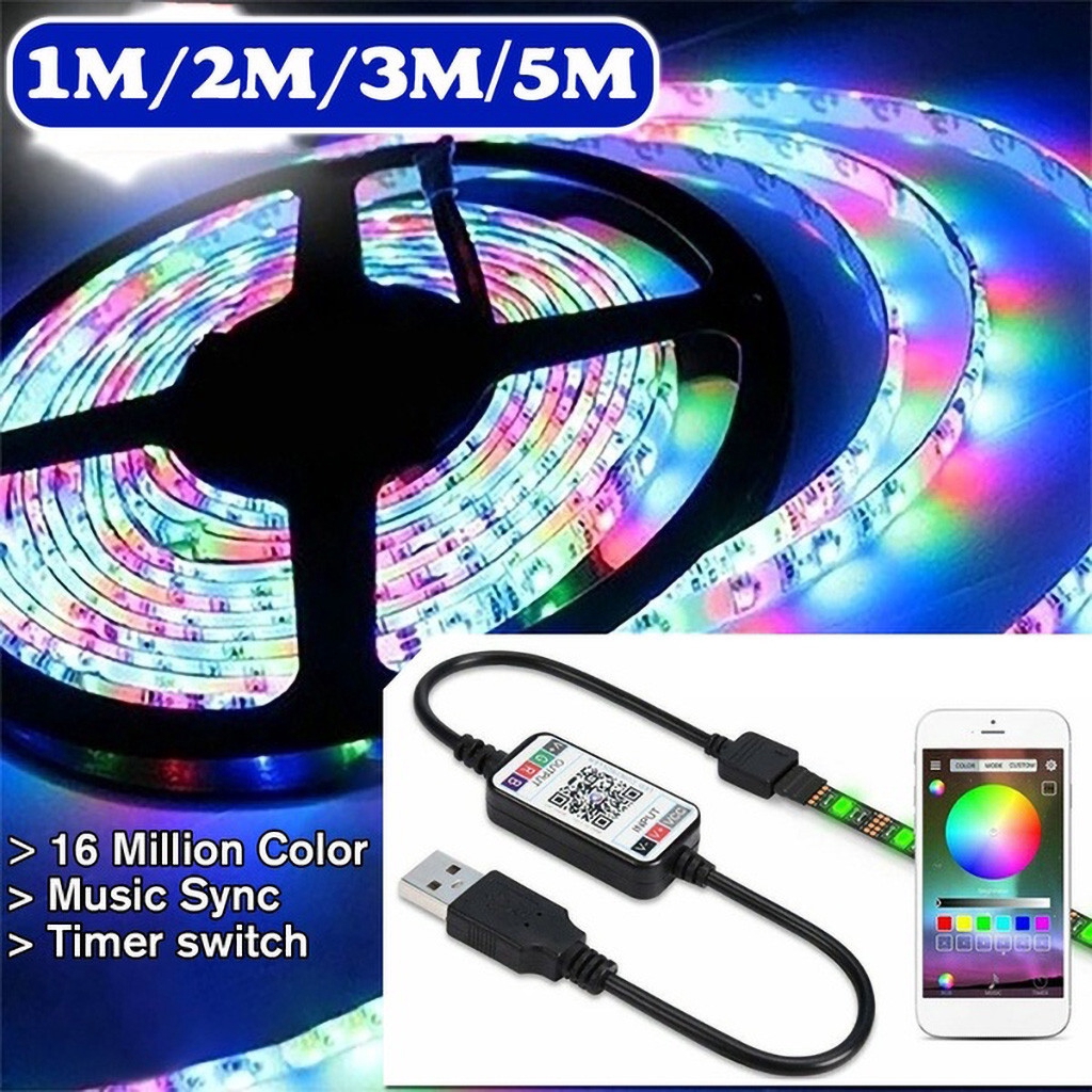 RGB 3528 USB LED Strip Lights Color Changing TV Bar Background Light Music lamp