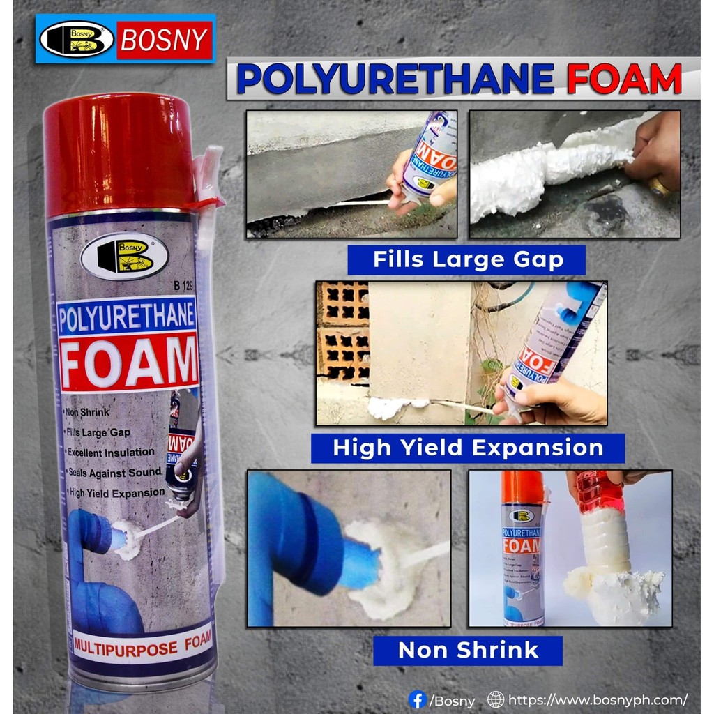 Bosny Polyurethane Expanding Foam B129 500cc | Shopee Philippines