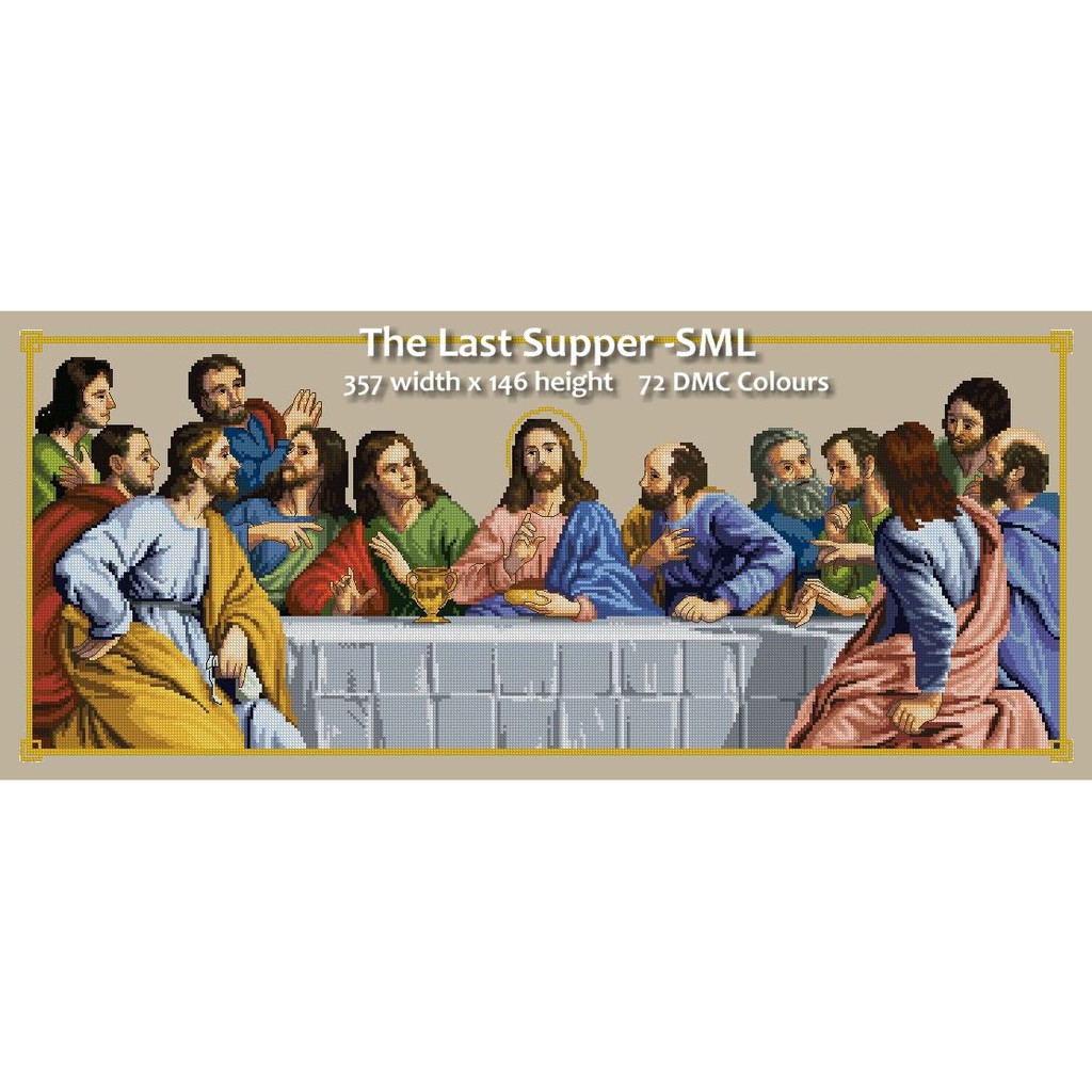 Cross Stitch PATTERN only The Last Supper Religious Design SML