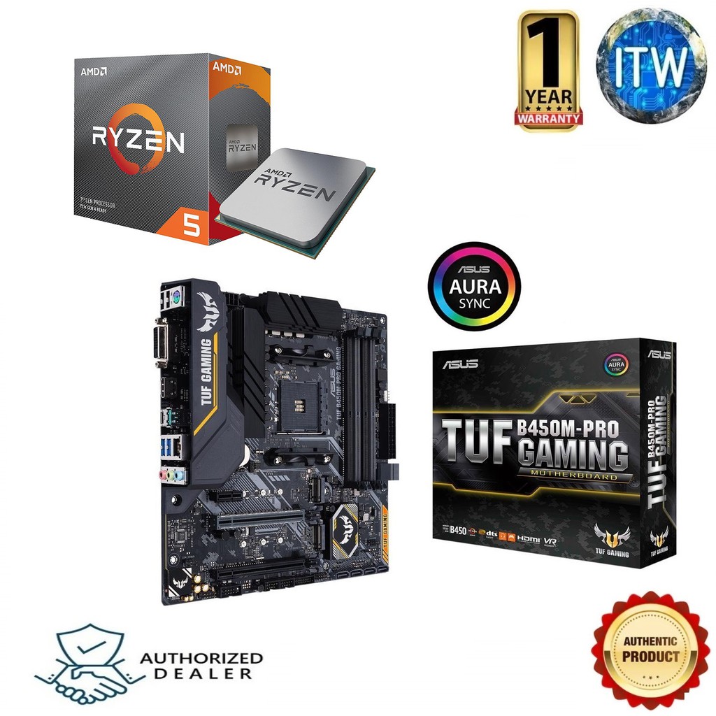 AMD RYZEN 5 3600 Processor w/ ASUS TUF B450M-PRO GAMING ...