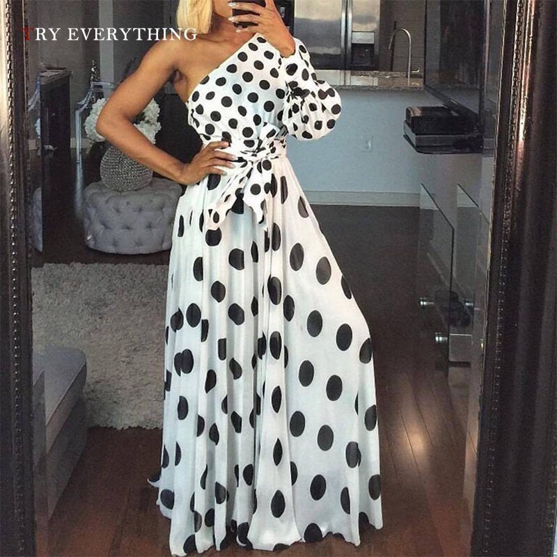 polka dot one shoulder dress