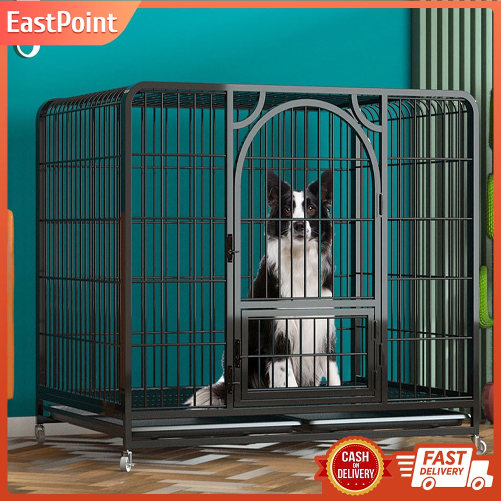 Pet Dog Cat Metal Cage Dog Crate Dog Kennel Square Tube with Four