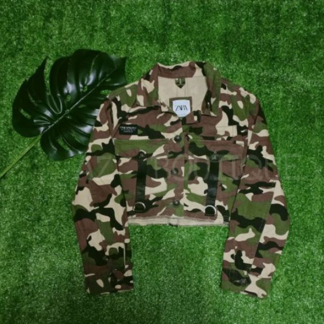 camouflage cropped jacket zara