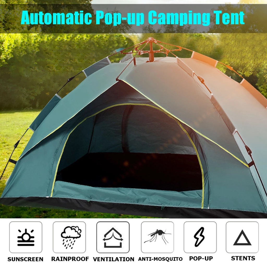 US 2-6 Person Hydraulic Camping Automatic Pop Up Tent Waterproof Outdoor Hiking 