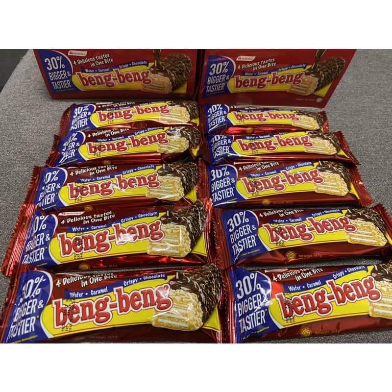 1 BOX BENG BENG CHOCOLATE WAFER CARAMEL CRISPY CHOCOLATE 10PCS | Shopee ...