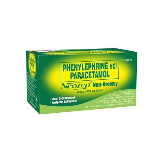 NEOZEP Paracetamol +Phenylephrine Hydrochloride 1 Tablet Shopee