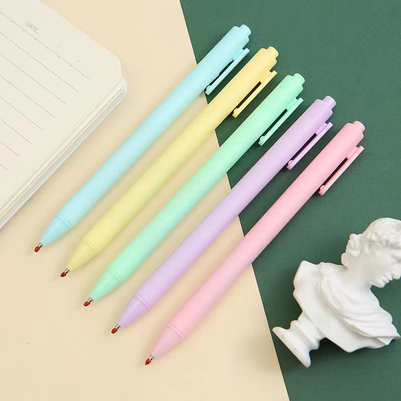 Macaron color gel pen, simple pressing black pen, student office ...