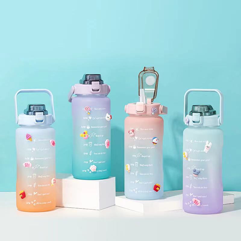 2L (64OZ) Creative Motivational Large Capacity Sport Water Bottle with