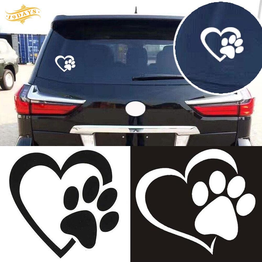 FDAD 1 Pcs Reflective Funny Love Pet Dog Cat Animal Paw Print Car Stickers Decal 