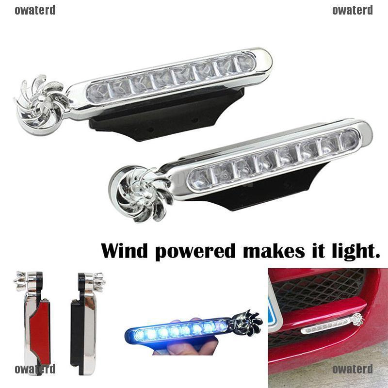 Pack of 2 8 x LEDs Wind Powered Vehicle Lights for Fog Warning Daytime Running Lamp White 