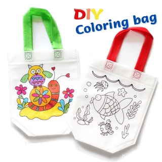 DIY Graffiti Bag Handmade Painting Environmental Protection Non-Woven Bag Children Arts Craft Color Filling Drawing Toy