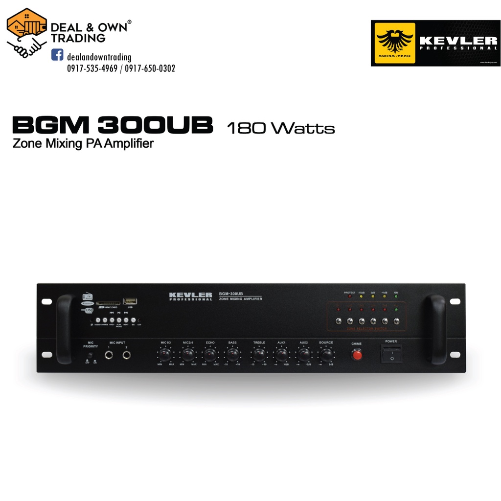 Kevler BGM300UB 180W Multi Zone Mixing Amplifier Shopee Philippines