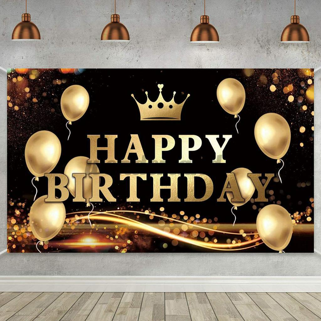 Happy Birthday Backdrop Gold Balloons Photography Background Photo ...