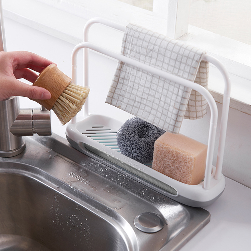 Kitchen Dishcloth Holder Towel Rag Hanger Sink Sponge Rack Shelf Dish ...