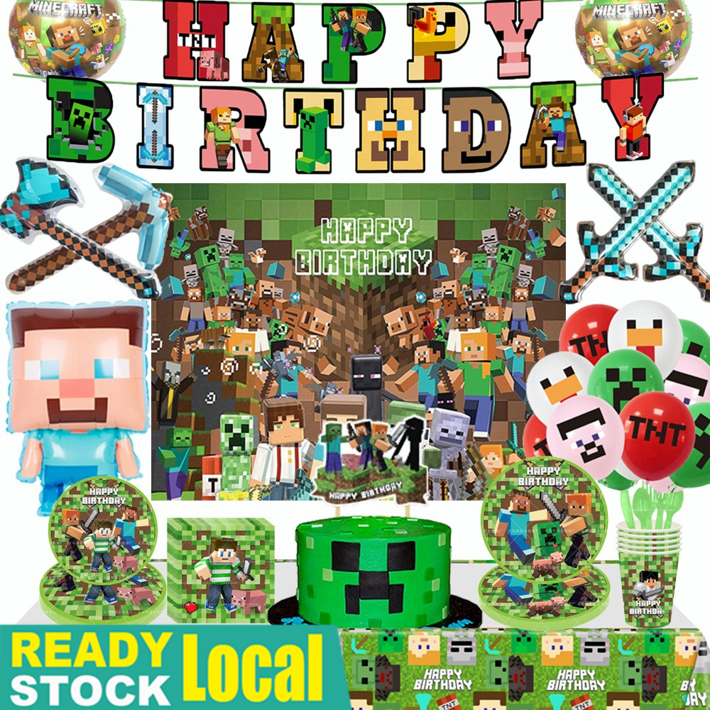 Pixel Miner Game Theme Party Needs Pixel Miner Crafting Party Supplies ...