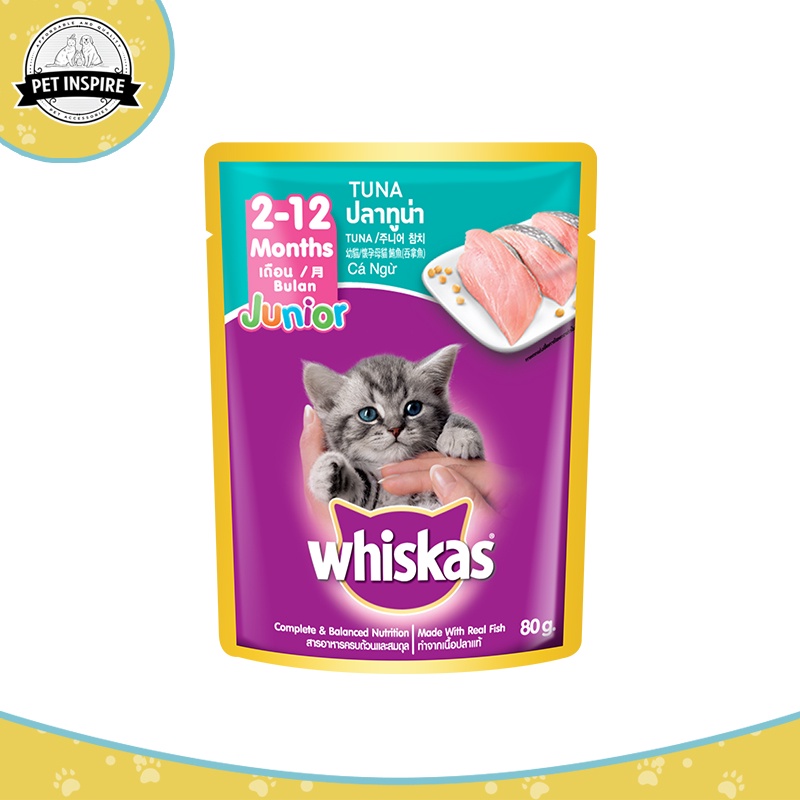 Pet Inspire WHISKAS Junior Tuna Flavor Kitten Wet Food Pouch 80g (Aged
