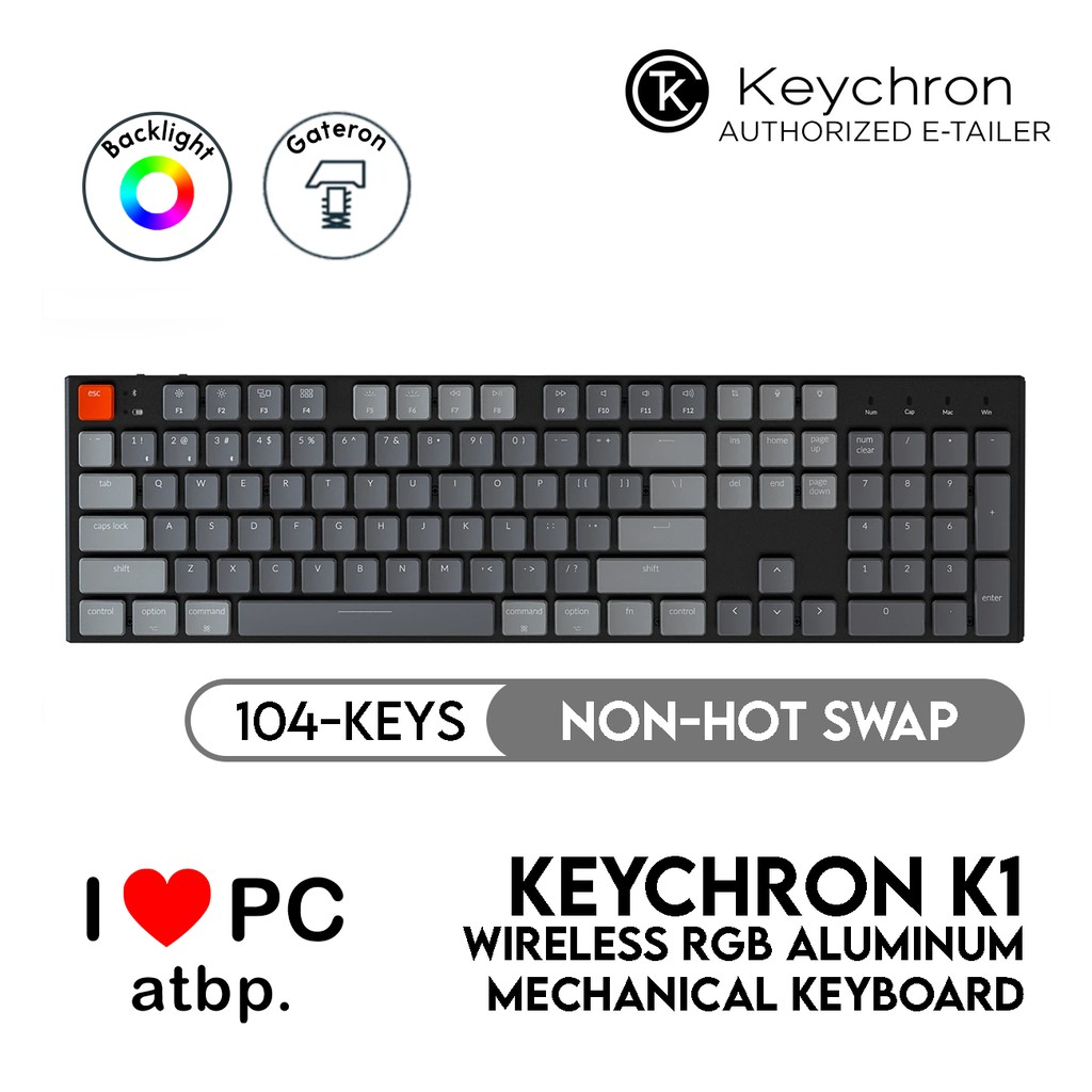 Keychron K1 Wireless Mechanical Keyboard (Full/104 Keys, Wired