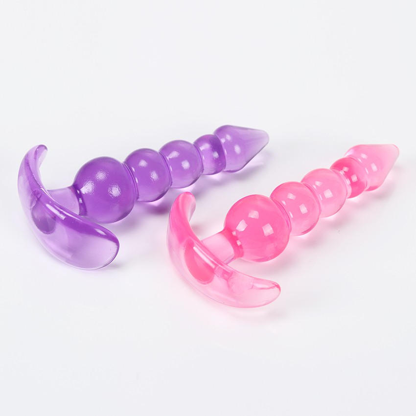 Pink Reusable Anal Beads Soft Jelly Anal Plug Butt Plug G-spot Prostate Massager Vaginal G spot Butt