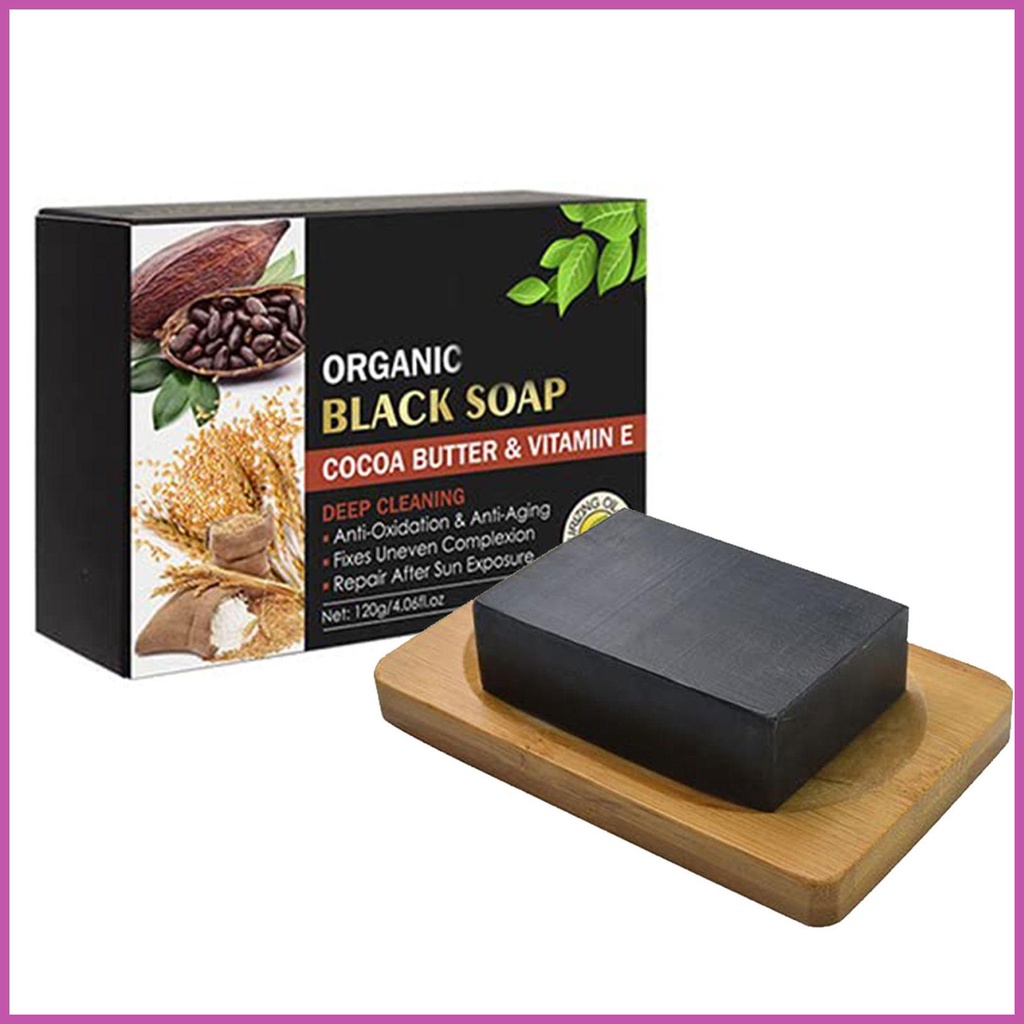 Black Soap Bar Organic Cocoa Butter and Vitamin E Black African Soap