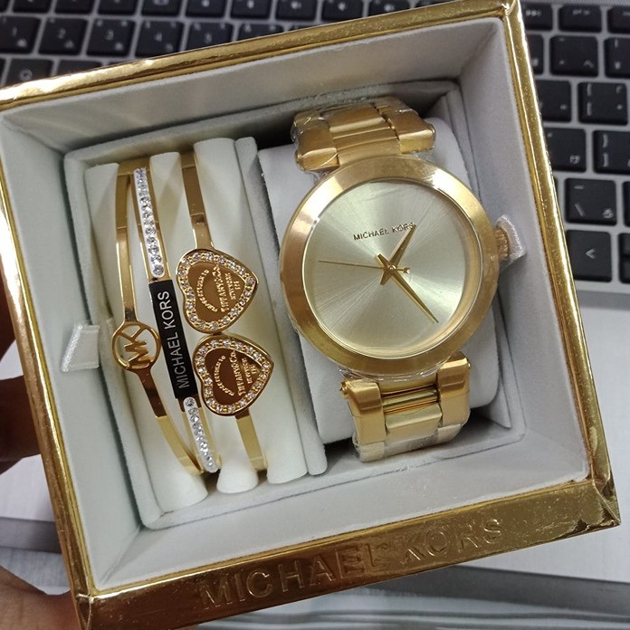 mk watch with bangles