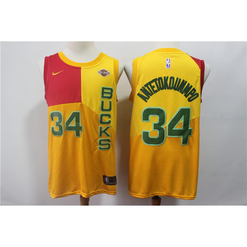 milwaukee bucks jersey yellow