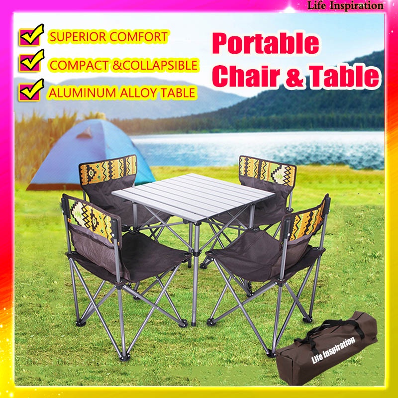 Luxury 5pcs/Set Outdoor Folding Table and Chair Set with Aluminum Alloy