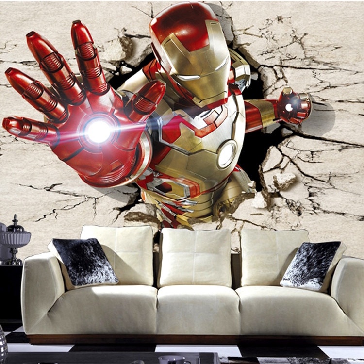 Custom Self-adhesive 140*70cm 3D View Iron Man Wallpaper Boys Room Decor TV  Background Wall Bedroom Hallway Kids Room | Shopee Philippines