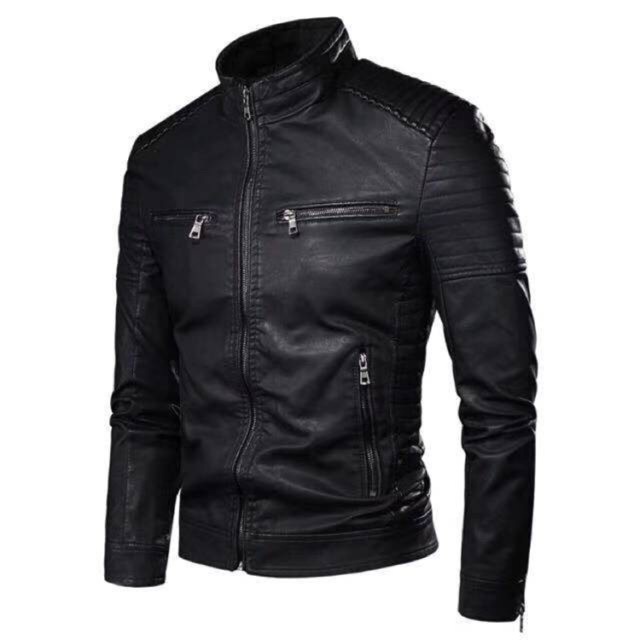 jocket jacket with zipper Men's Leather Jacket High Quality Coat Tops ...