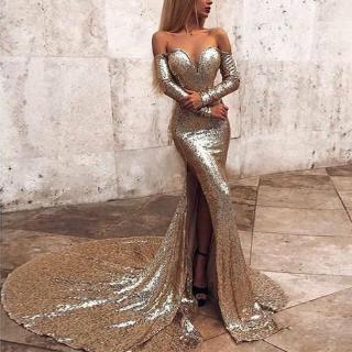 daniela sequin sleeve maxi dress