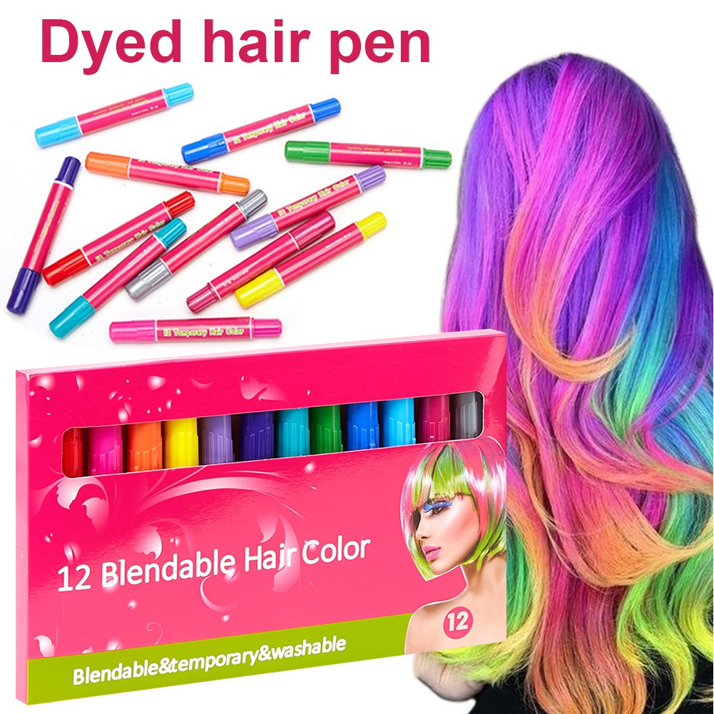 12 Color Temporary Hair Chalk Washable Hair Dye For Kids and Teen Halloween  Makeup | Shopee Philippines