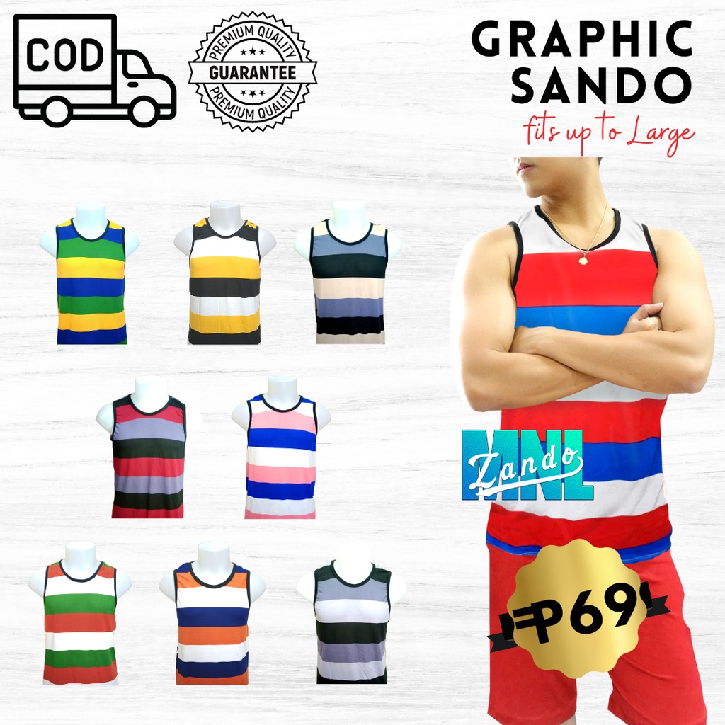 ZandoMNL COD Cotton Sando Muscle Tee Stripes Design Collection