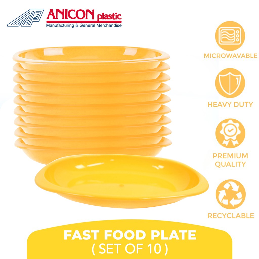 Aniware Premium Quality Microwavable Oval Plastic Fast Food Plate